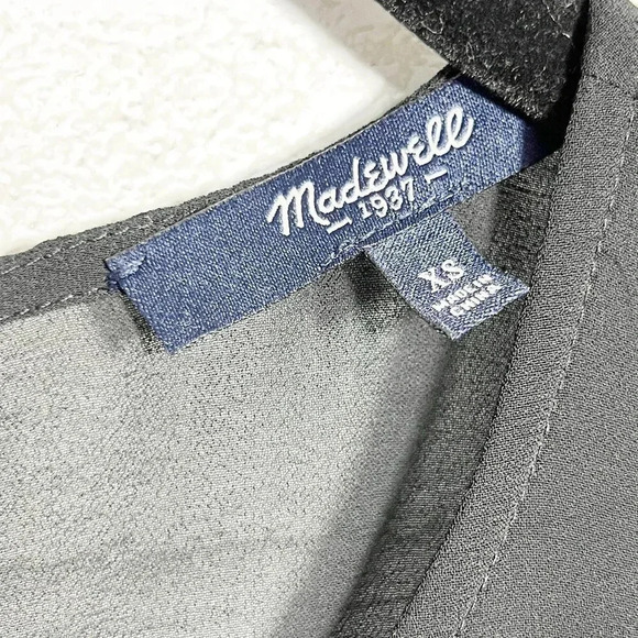 Madewell Black Fringeflower Applique Sheer Blouse Women's Size XS - Picture 6 of 8